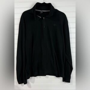 Starter mens black logo long sleeved half zip fleece. Size Large.